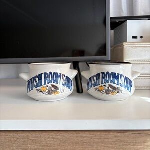 Mushroom Soup Ceramic Bowls - White